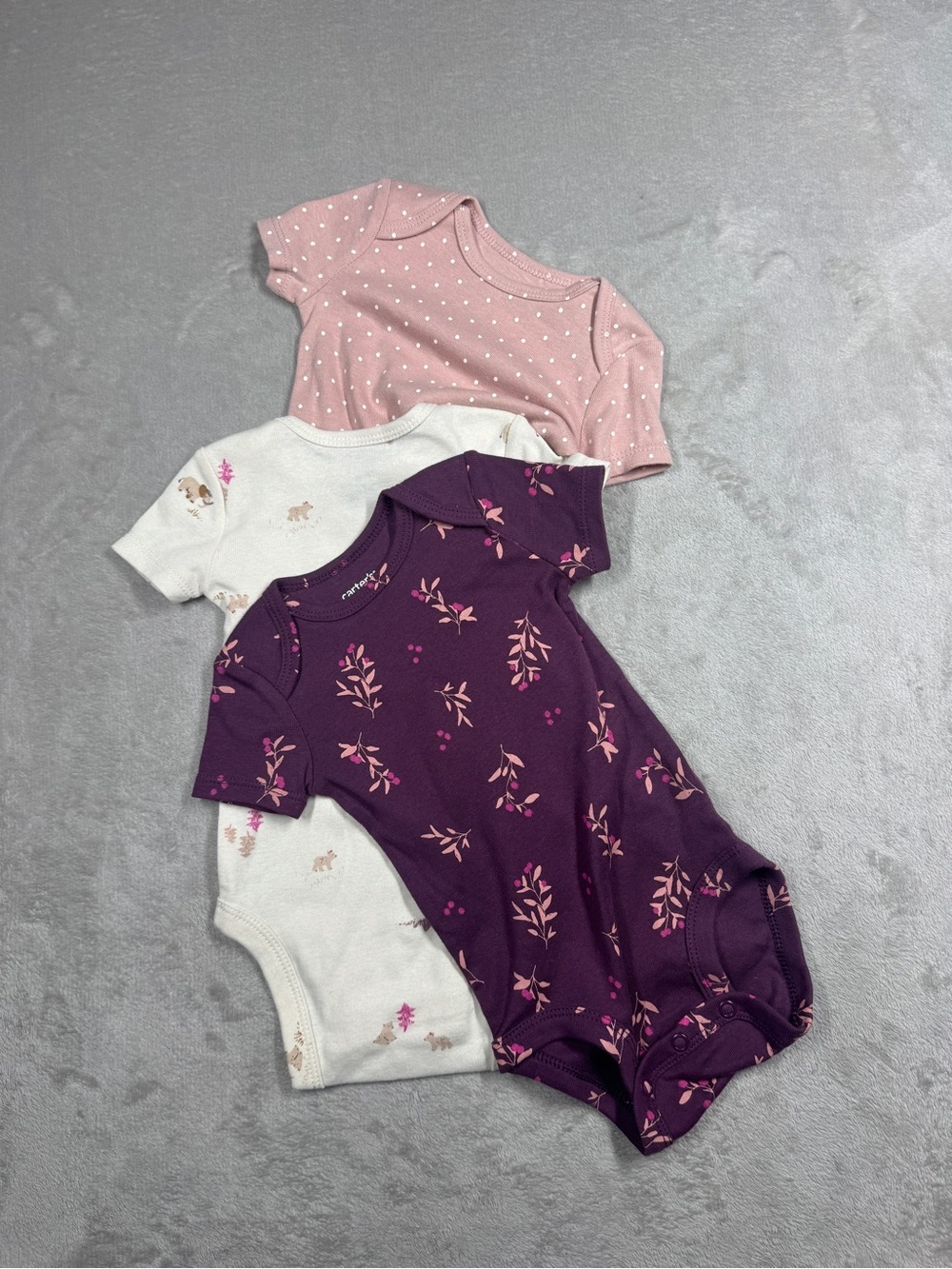NWOT Carter’s 100% Cotton Baby Girl Bodysuit Snap Closure Bundle Size 3 Months